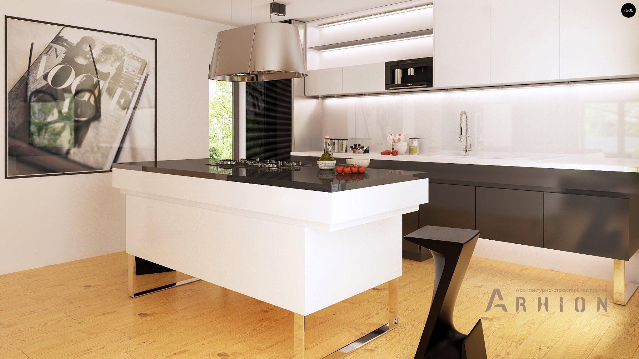 5. Проект одноэтажного дома в стиле минимализм с плоской кровлей , Zx100 v1, площадью - 168 кв c терассой, гаражом